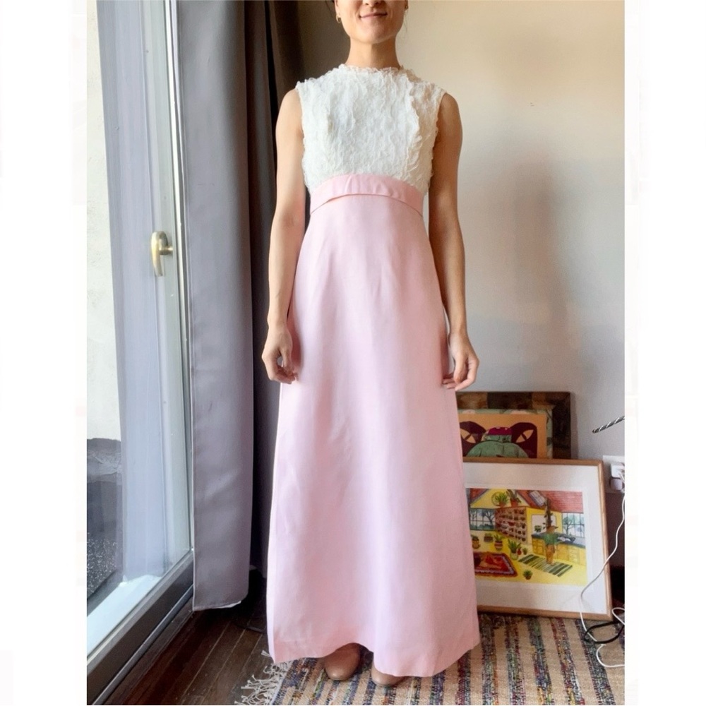 True vintage 60s 70s babydoll empire waist gown
